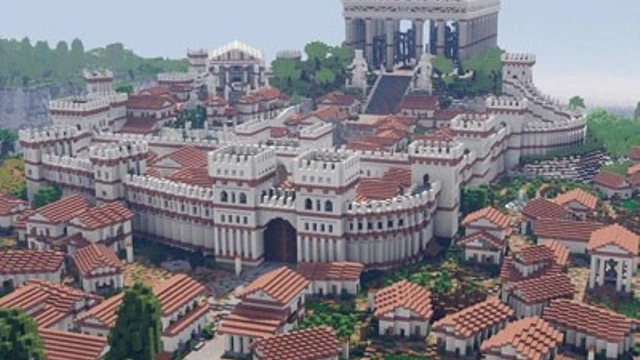 Игрок в одиночку строит в Minecraft города древних цивилизаций.