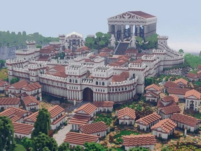 Игрок в одиночку строит в Minecraft города древних цивилизаций.