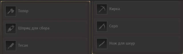 Инвентарь для инструментов в BDO