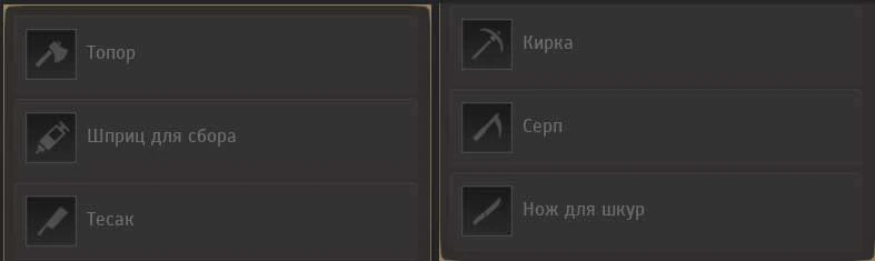Инвентарь для инструментов в BDO