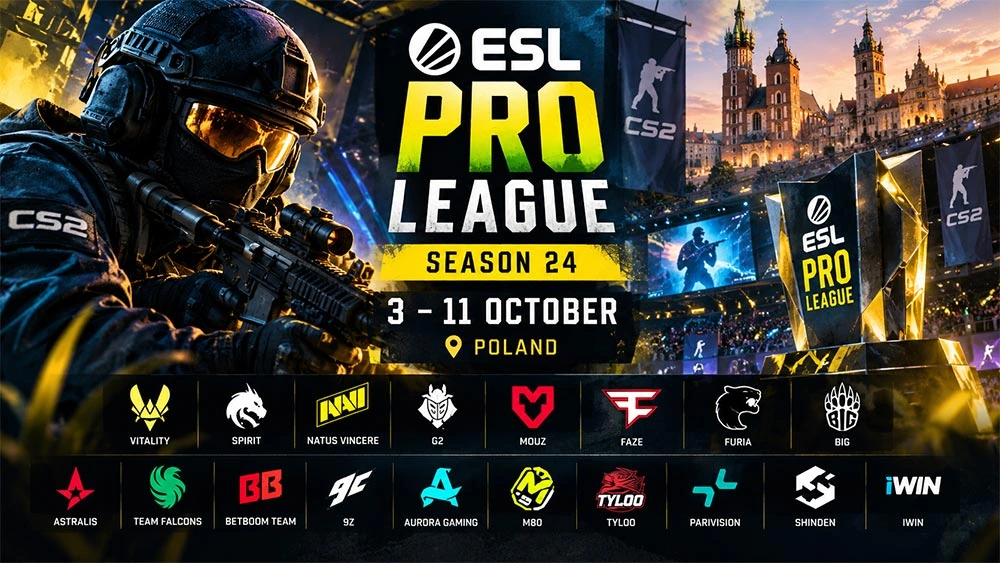 ESL Pro League Season 24 стартует 3 октября - участники и первые матчи